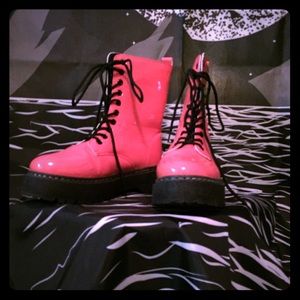 Pink Patent Leather Combat Boot: Size 8.5 US